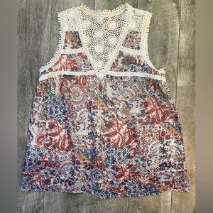Anthropologie Maeve Women Size S‎ Lace Floral Print Sleeveless Summer Beach Boho